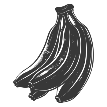 AI generated Silhouette Banana Fruit black color only png