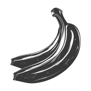 AI generated Silhouette Banana Fruit black color only png