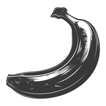 AI generated Silhouette Banana Fruit black color only png