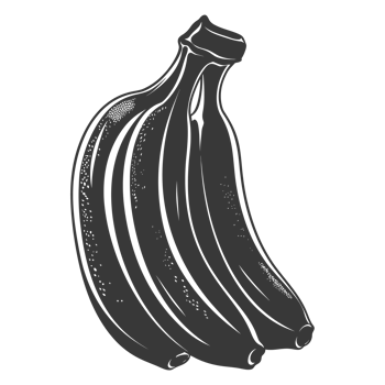 AI generated Silhouette Banana Fruit black color only png