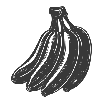 AI generated Silhouette Banana Fruit black color only png