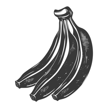 AI generated Silhouette Banana Fruit black color only png