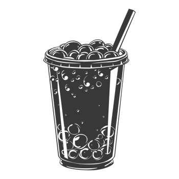 AI generated Silhouette Bubble tea drink black color only png
