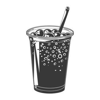 AI generated Silhouette Bubble tea drink black color only png