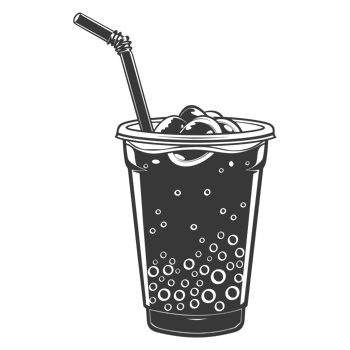 AI generated Silhouette Bubble tea drink black color only png