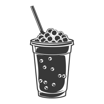 AI generated Silhouette Bubble tea drink black color only png