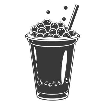 AI generated Silhouette Bubble tea drink black color only png