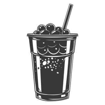 AI generated Silhouette Bubble tea drink black color only png