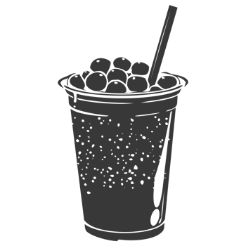 AI generated Silhouette Bubble tea drink black color only png