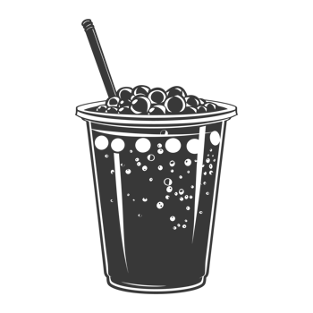 AI generated Silhouette Bubble tea drink black color only png