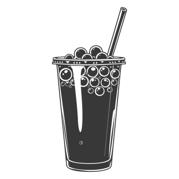 AI generated Silhouette Bubble tea drink black color only png