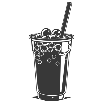 AI generated Silhouette Bubble tea drink black color only png
