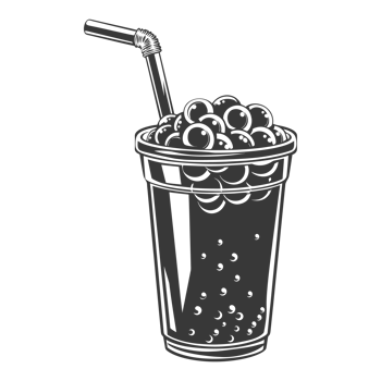 AI generated Silhouette Bubble tea drink black color only png