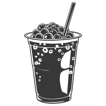 AI generated Silhouette Bubble tea drink black color only png