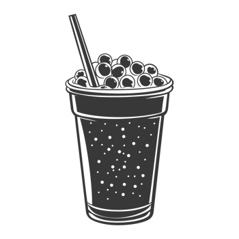 AI generated Silhouette Bubble tea drink black color only png