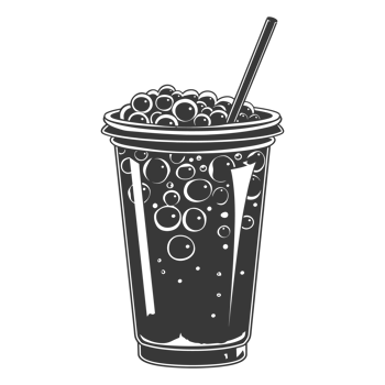 AI generated Silhouette Bubble tea drink black color only png