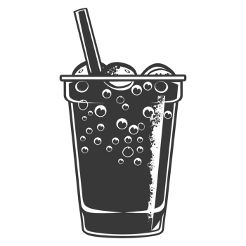 AI generated Silhouette Bubble tea drink black color only png