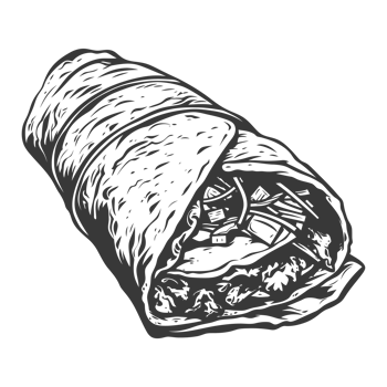AI generated Silhouette Burrito food black color only png