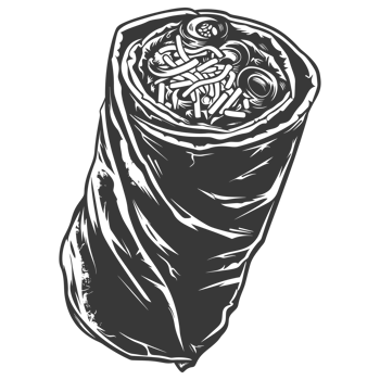 AI generated Silhouette Burrito food black color only png