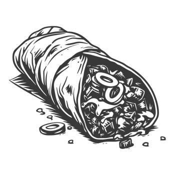 AI generated Silhouette Burrito food black color only png
