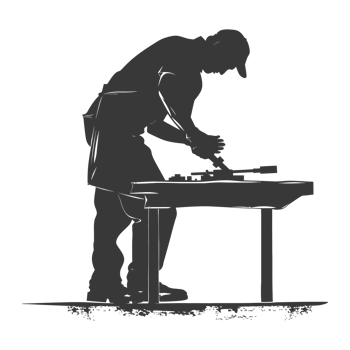 AI generated Silhouette blacksmith in action black color only full body png