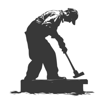 AI generated Silhouette blacksmith in action black color only full body png