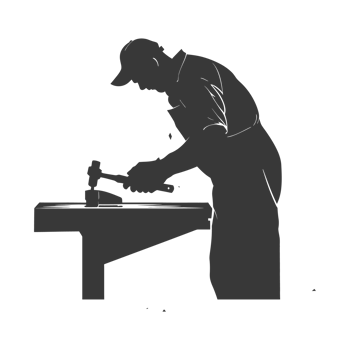AI generated Silhouette blacksmith in action black color only full body png