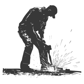 AI generated Silhouette blacksmith in action black color only full body png