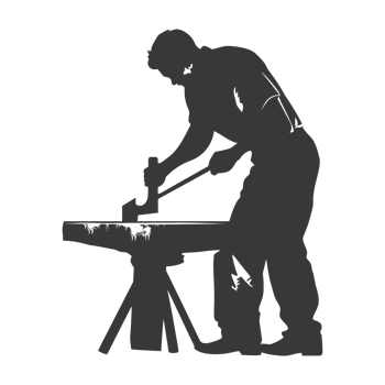 AI generated Silhouette blacksmith in action black color only full body png