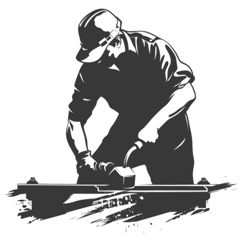 AI generated Silhouette blacksmith in action black color only full body png