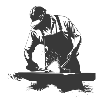 AI generated Silhouette blacksmith in action black color only full body png