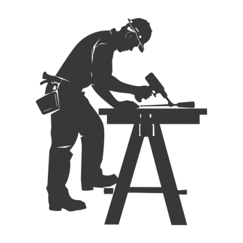 AI generated Silhouette carpenter in action black color only full body png