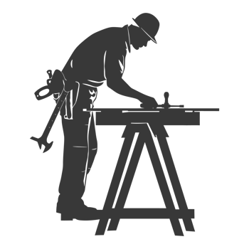 AI generated Silhouette carpenter in action black color only full body png