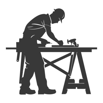 AI generated Silhouette carpenter in action black color only full body png