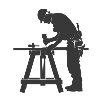 AI generated Silhouette carpenter in action black color only full body png