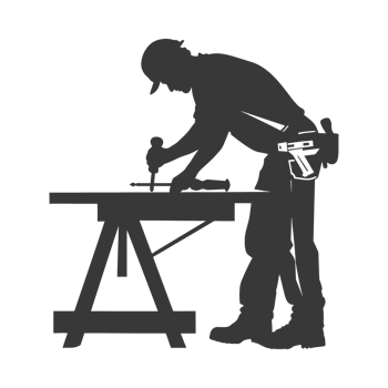 AI generated Silhouette carpenter in action black color only full body png