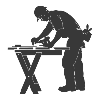 AI generated Silhouette carpenter in action black color only full body png