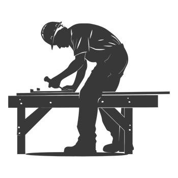 AI generated Silhouette carpenter in action black color only full body png