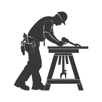AI generated Silhouette carpenter in action black color only full body png