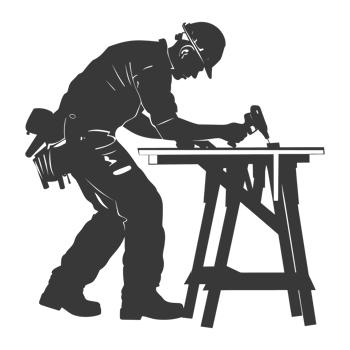 AI generated Silhouette carpenter in action black color only full body png