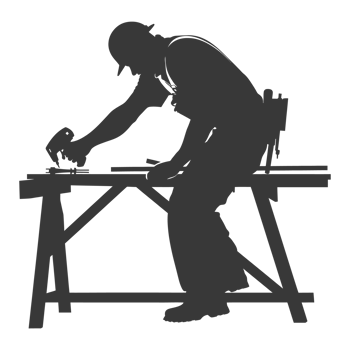 AI generated Silhouette carpenter in action black color only full body png
