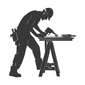 AI generated Silhouette carpenter in action black color only full body png