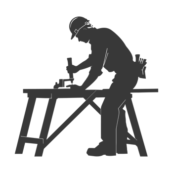 AI generated Silhouette carpenter in action black color only full body png