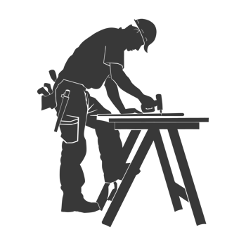 AI generated Silhouette carpenter in action black color only full body png