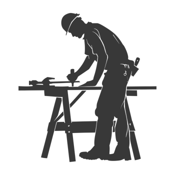 AI generated Silhouette carpenter in action black color only full body png