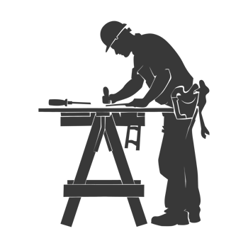AI generated Silhouette carpenter in action black color only full body png