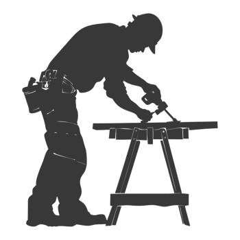 AI generated Silhouette carpenter in action black color only full body png