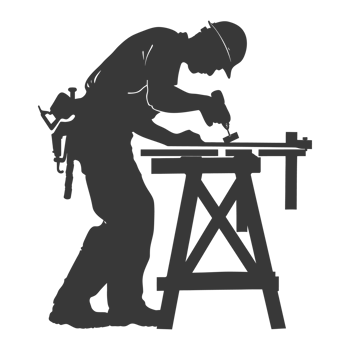 AI generated Silhouette carpenter in action black color only full body png