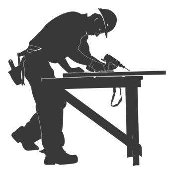 AI generated Silhouette carpenter in action black color only full body png