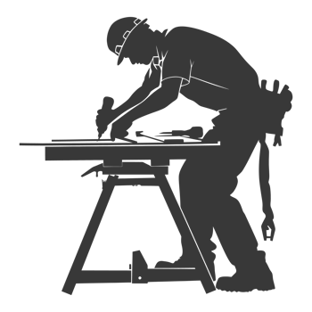 AI generated Silhouette carpenter in action black color only full body png